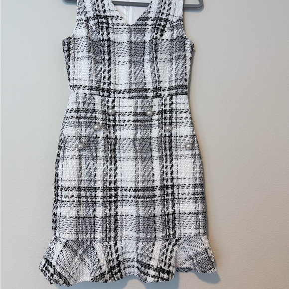 VENUS Black and White Tweed Mini Dress - Picture 1 of 5